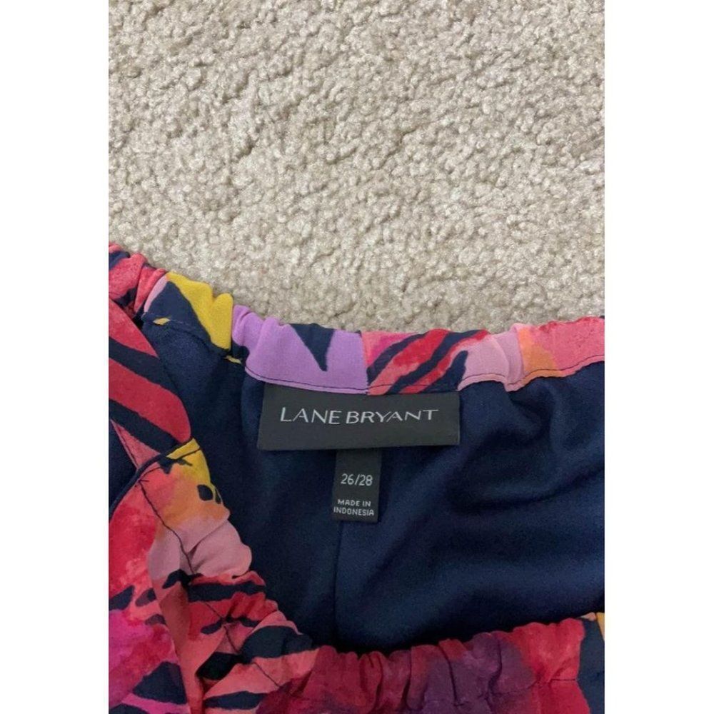 LANE Bryant 26/28 bold print summer dress pink purple yellow blue - Picture 6 of 9